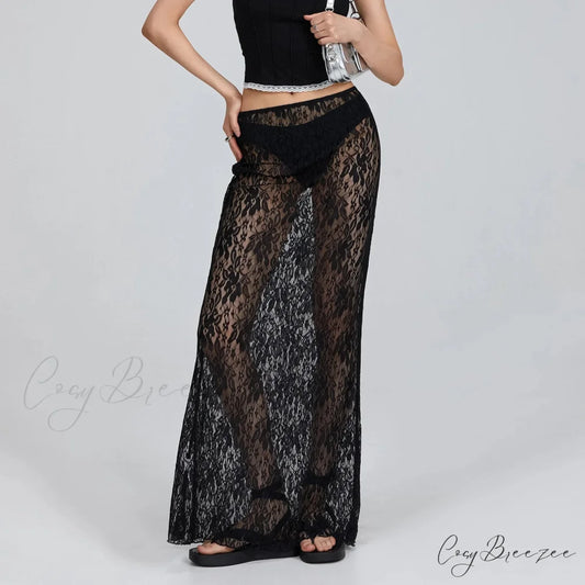 Transparent Slim Fit Skirt Black / S skirts-250223