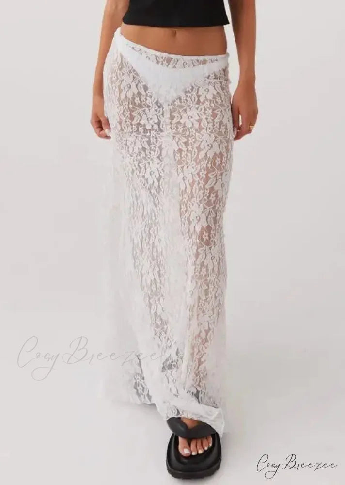 Transparent Slim Fit Skirt WHITE / S skirts-250223