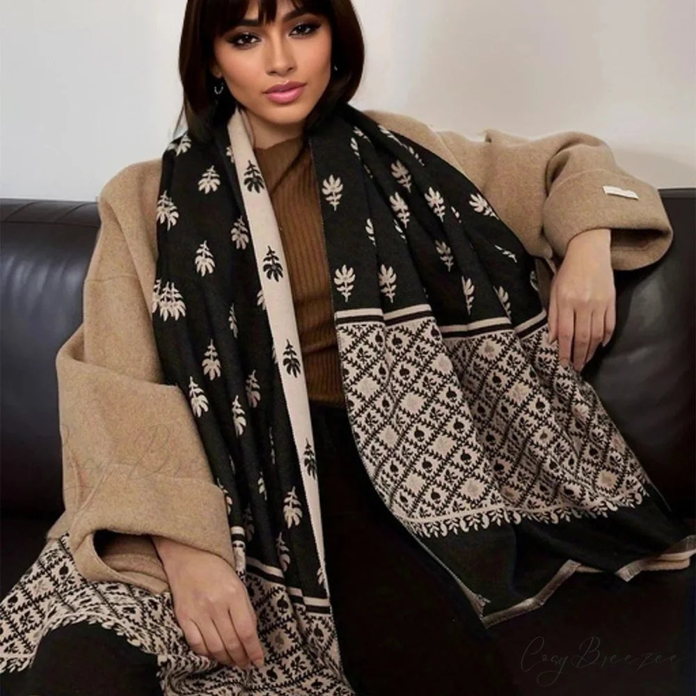 Travel Poncho Warm Cashmere Blanket Scarf black / One Size scarf-241228
