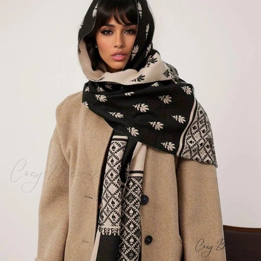 Travel Poncho Warm Cashmere Blanket Scarf black / One Size scarf-241228