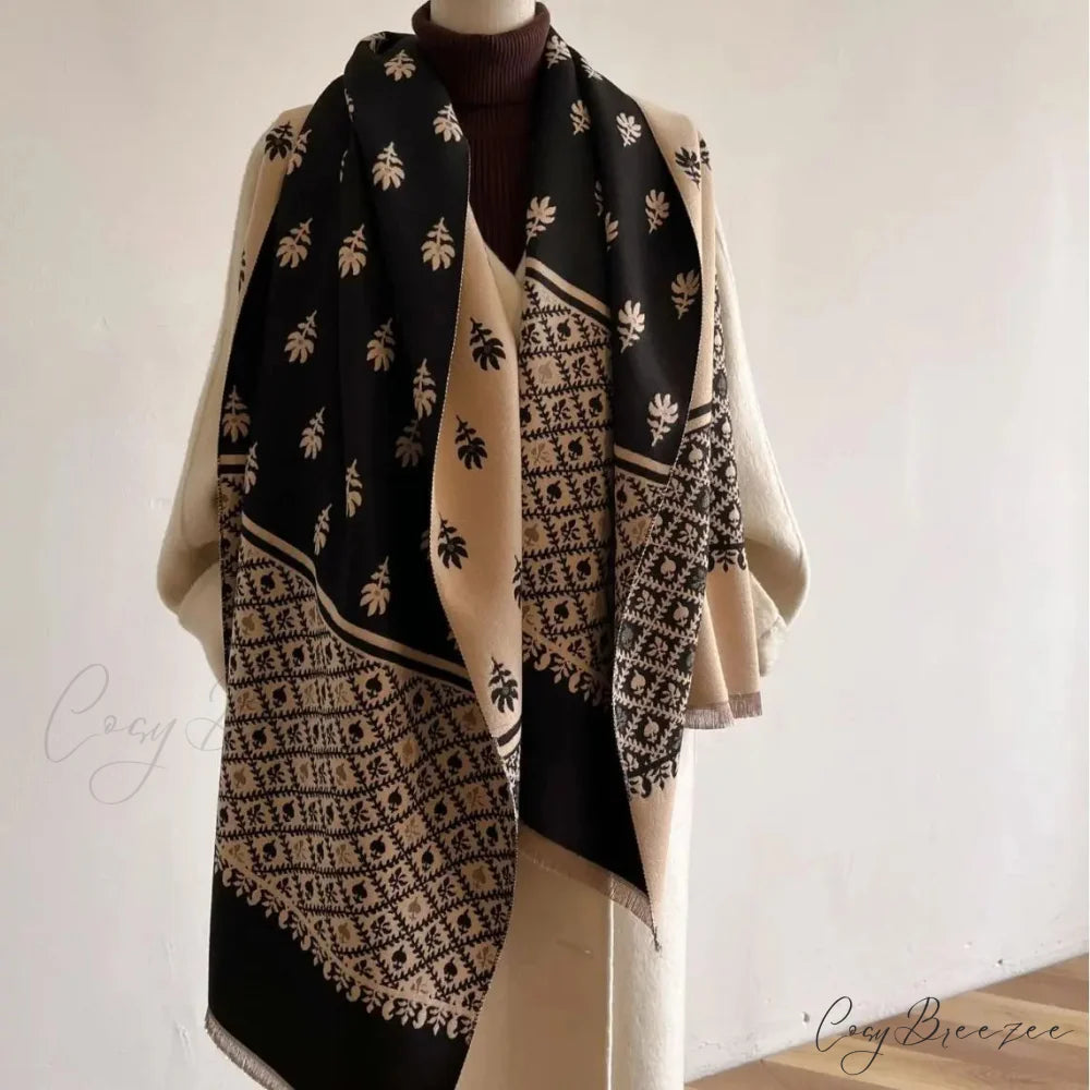 Travel Poncho Warm Cashmere Blanket Scarf black / One Size scarf-241228
