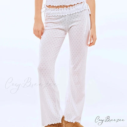Tree Fungus Eyelet Sleeveless Cami Wide Leg Pants Two Pieces Set twopiecesset-250126