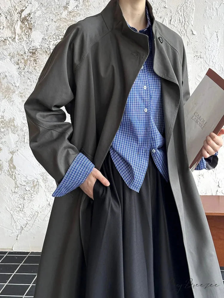 Trench Coat Big Lapel Loose Coat Advanced Gray / M overcoats-241228