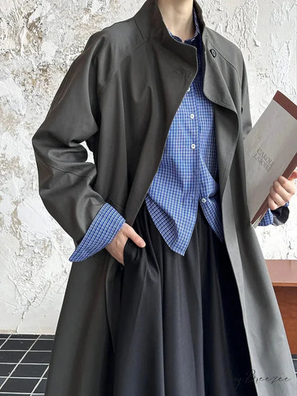 Trench Coat Big Lapel Loose Coat Advanced Gray / M overcoats-241228