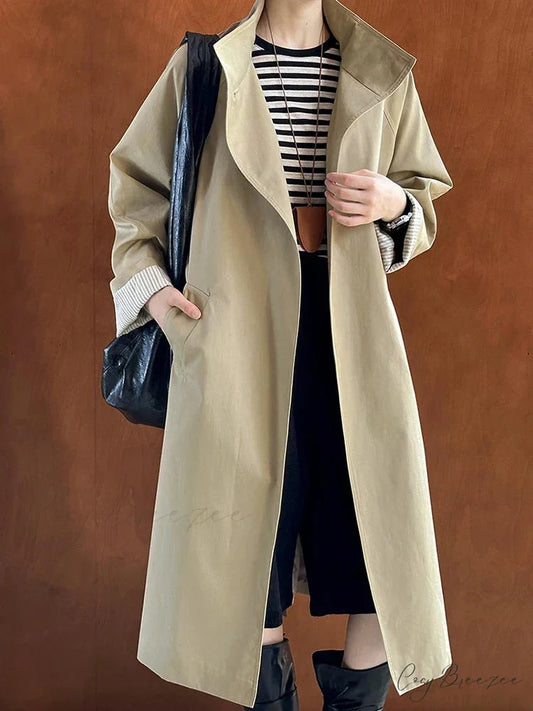Trench Coat Big Lapel Loose Coat overcoats-241228