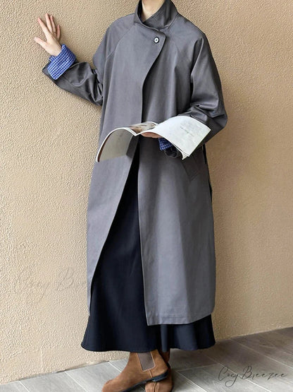 Trench Coat Big Lapel Loose Coat overcoats-241228