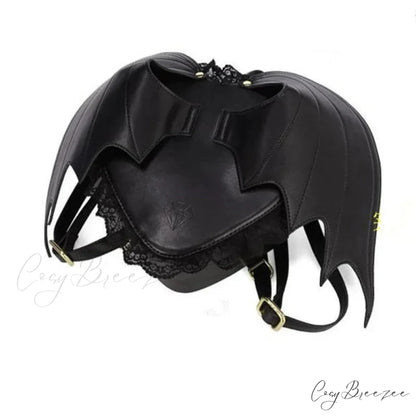 Trendy Bat Wing Lace PU Gothic Shopping Dating Daypack Backpack Bag Black