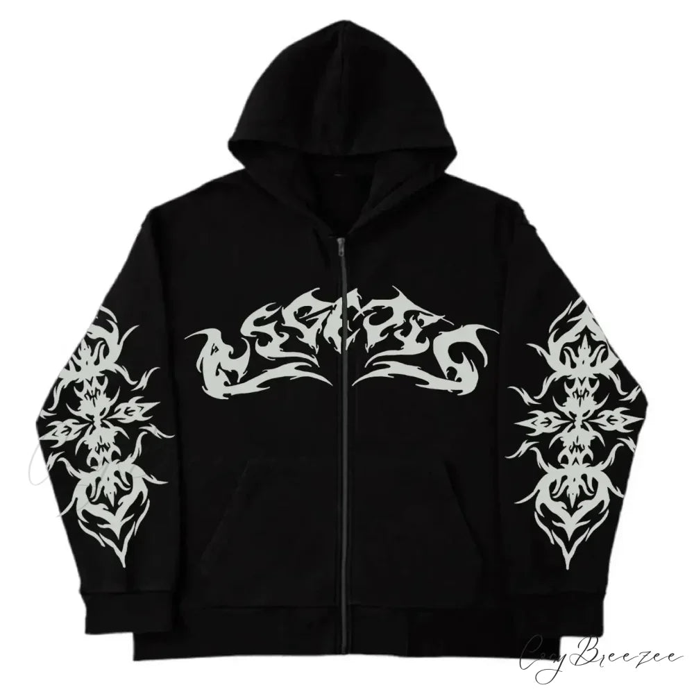 Trendy Brand Printed Hoodie black / S hoodies-241228