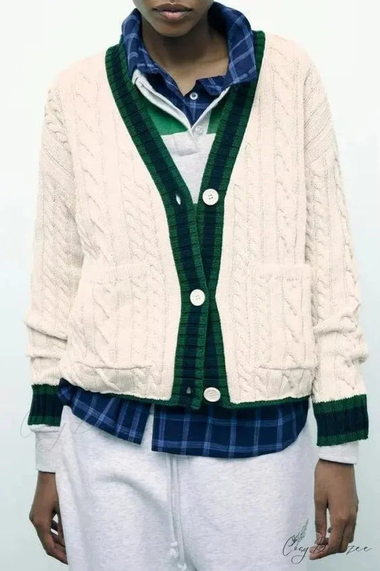 Trendy Eight Leg V-neck Cardigan WHITE / S cardigans-241228