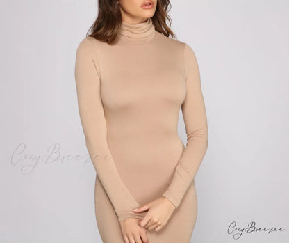 Trendy Girl Stylish Turtleneck Mini Dress
