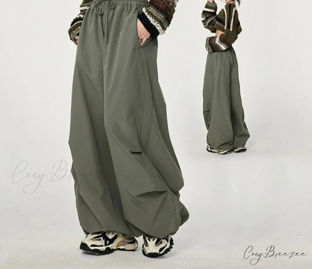 Trendy Loose Workwear Cargo Pants Green / S (35-45KG) pants-241228