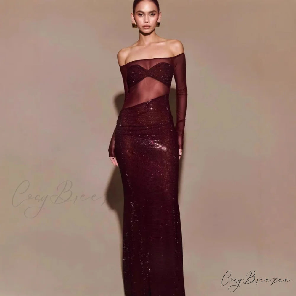 Trendy One-Shoulder Crystal Fitted Formal Dress apricot / XS promdress-250223