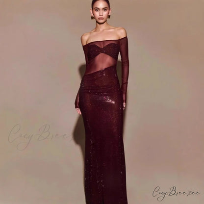 Trendy One-Shoulder Crystal Fitted Formal Dress apricot / XS promdress-250223