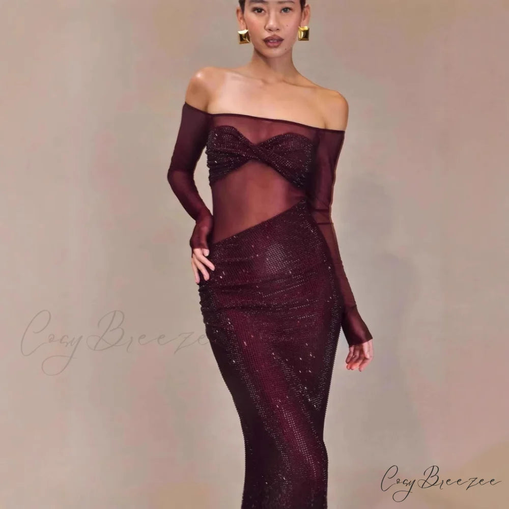 Trendy One-Shoulder Crystal Fitted Formal Dress promdress-250223