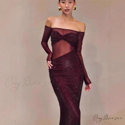 Trendy One-Shoulder Crystal Fitted Formal Dress promdress-250223