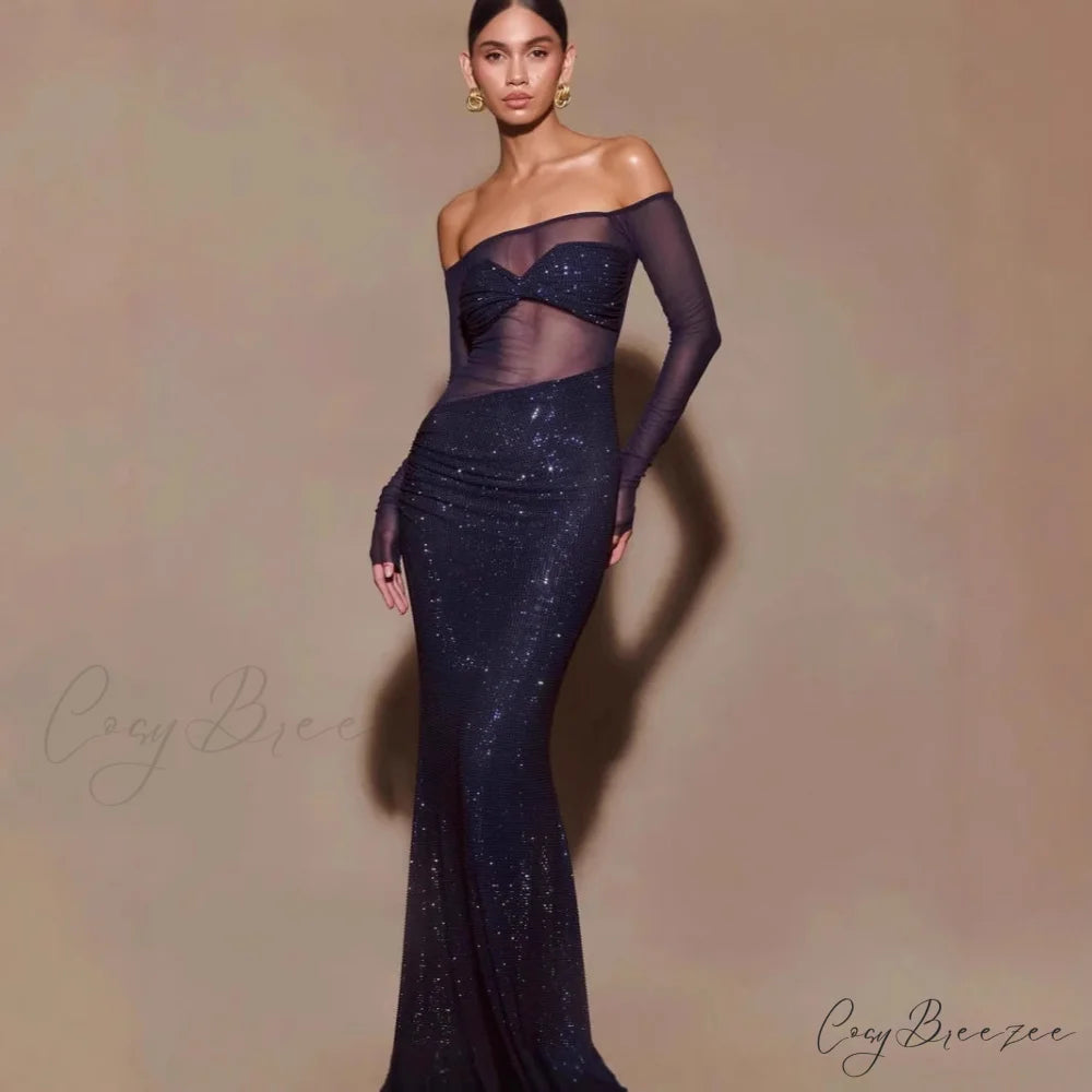 Trendy One-Shoulder Crystal Fitted Formal Dress promdress-250223