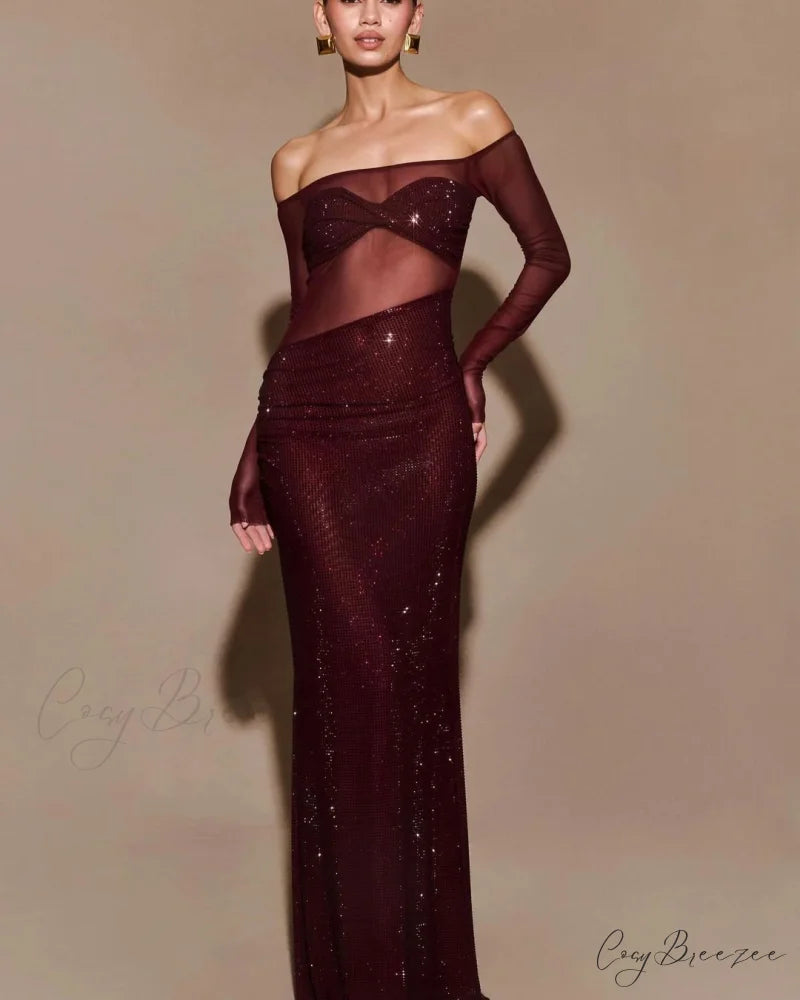 Trendy One-Shoulder Crystal Fitted Formal Dress red / XS promdress-250223