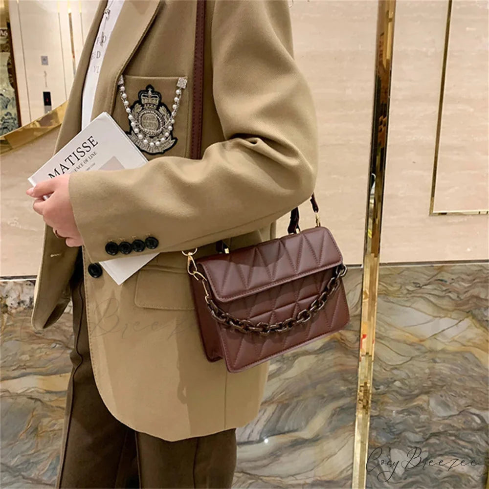 Trendy Plaid Chain Designer Crossbody Handbag handbag-250126