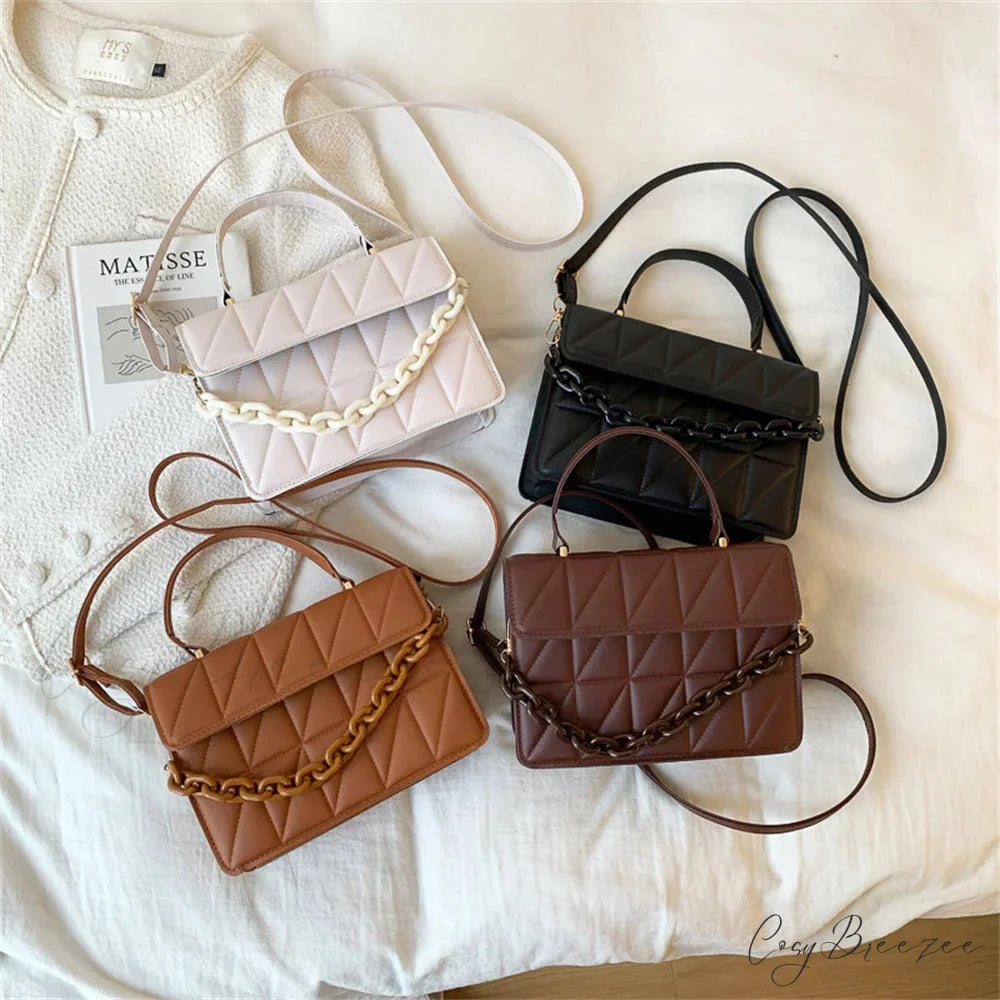 Trendy Plaid Chain Designer Crossbody Handbag handbag-250126