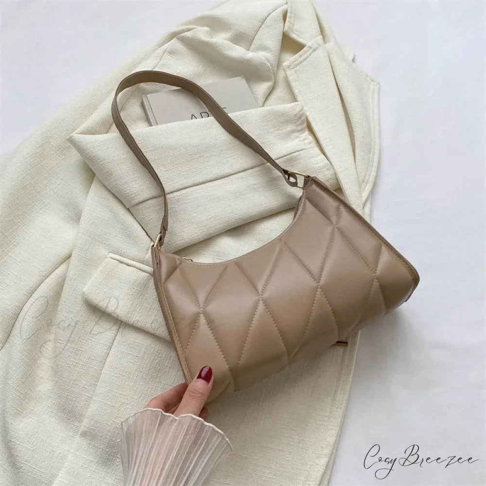 Trendy PU Leather Underarm Shoulder Bag Khaki shoulder-250126
