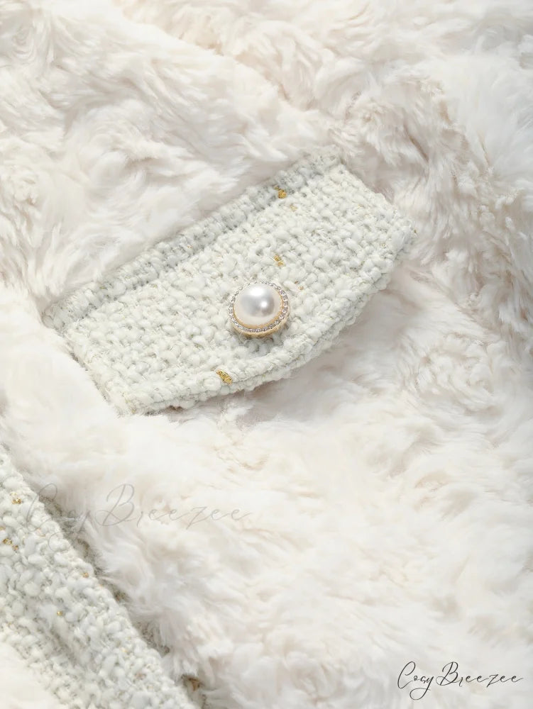 Trim Drop Shoulder Teddy Coat