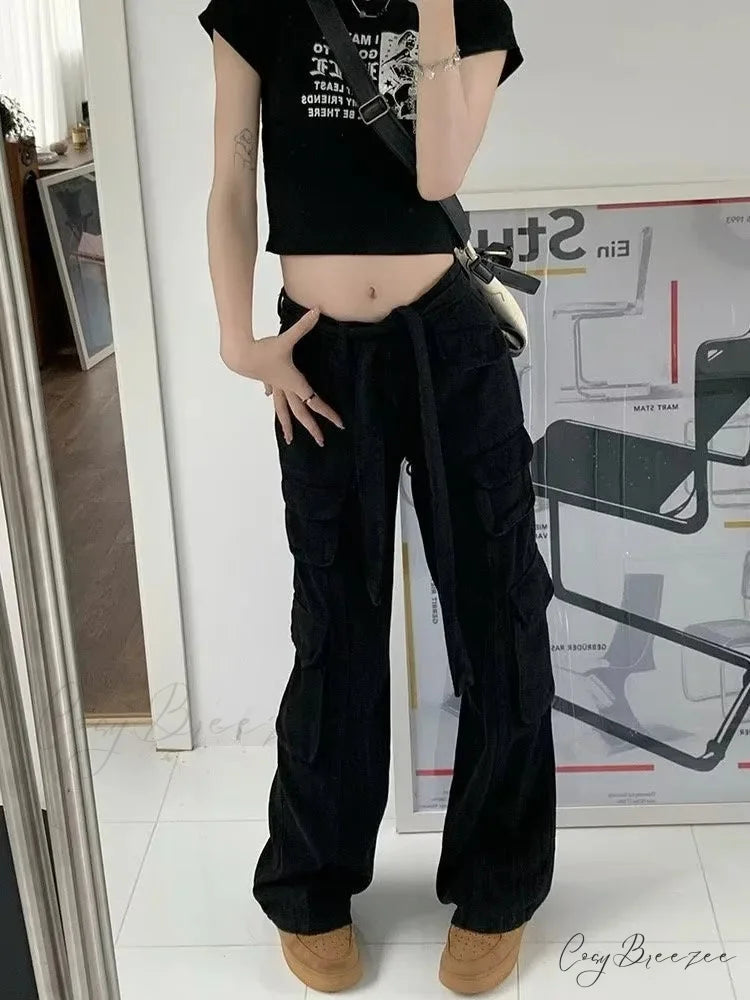 Trousers Summer Popular Light-Colored Women’s New Temperament Trend Wide-Leg Pants Japanese Fashion Zipper Jean