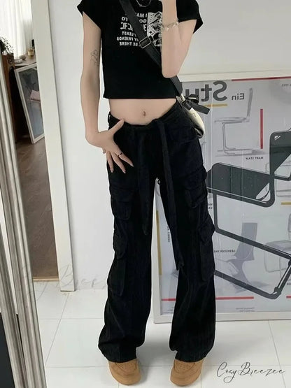 Trousers Summer Popular Light-Colored Women’s New Temperament Trend Wide-Leg Pants Japanese Fashion Zipper Jean