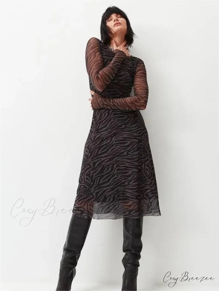 True Hues Stylish Velvet Dress Stripe / XS