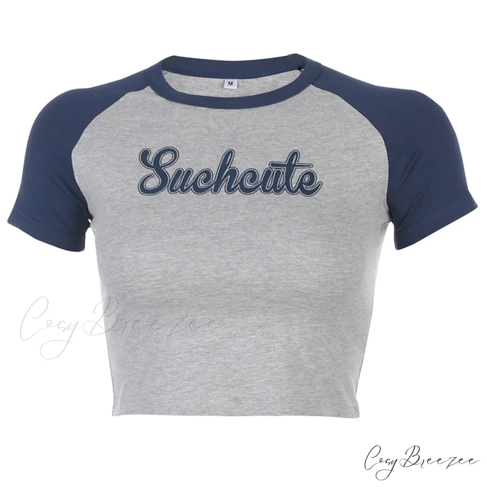 Tshirt Skinny Arm T-shirt Letter Design Long Casual Cotton Women Cropped Streetwear Dark Grey / S