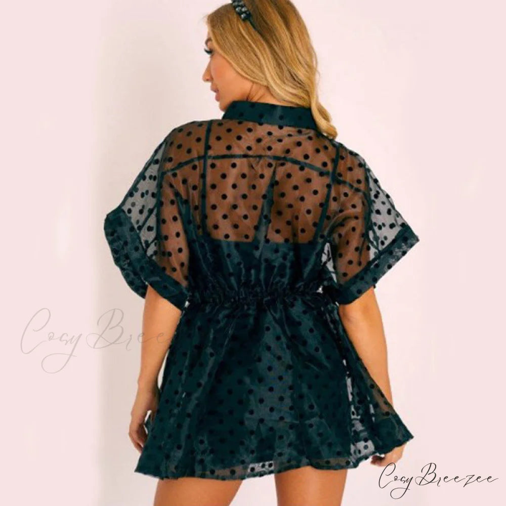 Tulle Lace Dot Party Mesh Sheer Women’s See Through Dress