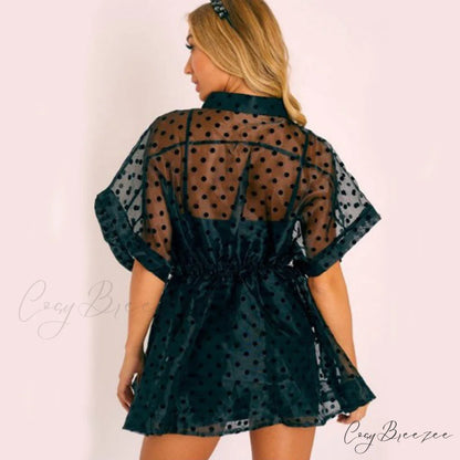 Tulle Lace Dot Party Mesh Sheer Women’s See Through Dress