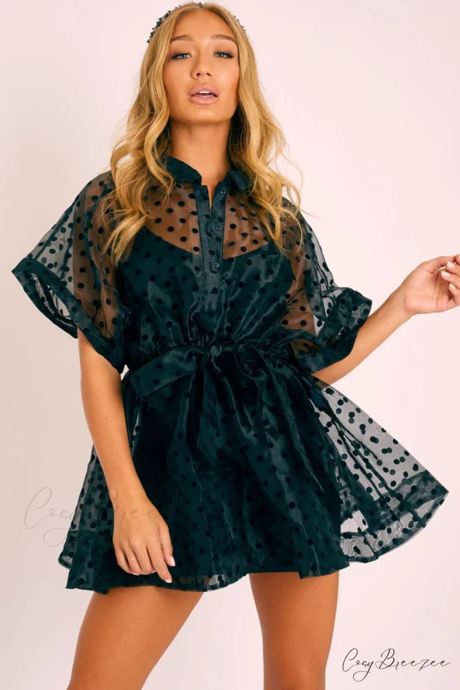 Tulle Lace Dot Party Mesh Sheer Women’s See Through Dress