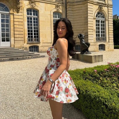 Tulle Skirt Floral Print A-line Dress floraldress-250126