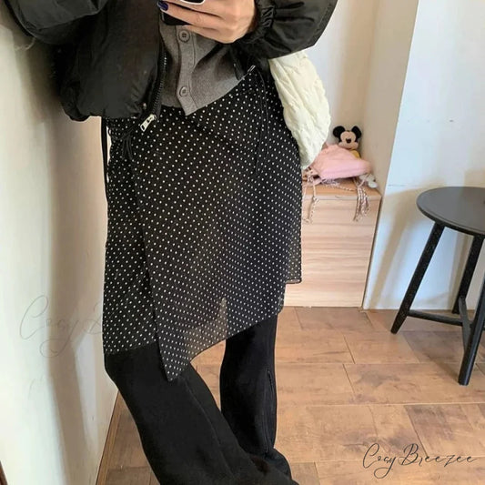 Tulle Vintage Irregular Wave point Lace Up Skirt