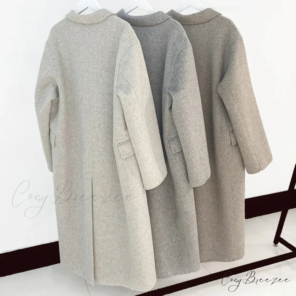 Turn-Down Collar Cashmere Wool Coat overcoats-241228