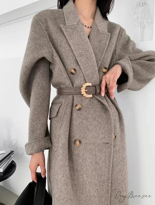 Turn-Down Collar Cashmere Wool Coat overcoats-241228