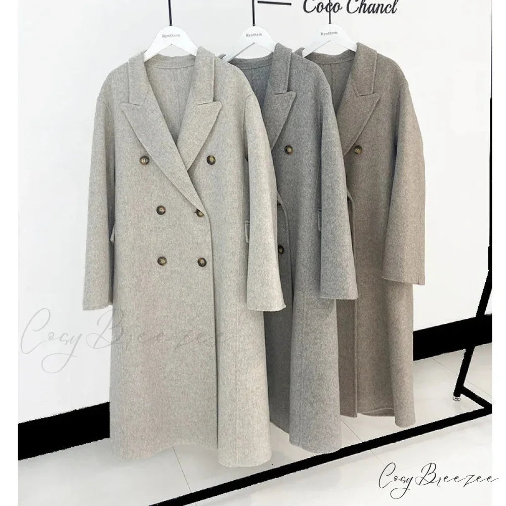 Turn-Down Collar Cashmere Wool Coat overcoats-241228