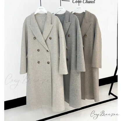 Turn-Down Collar Cashmere Wool Coat overcoats-241228