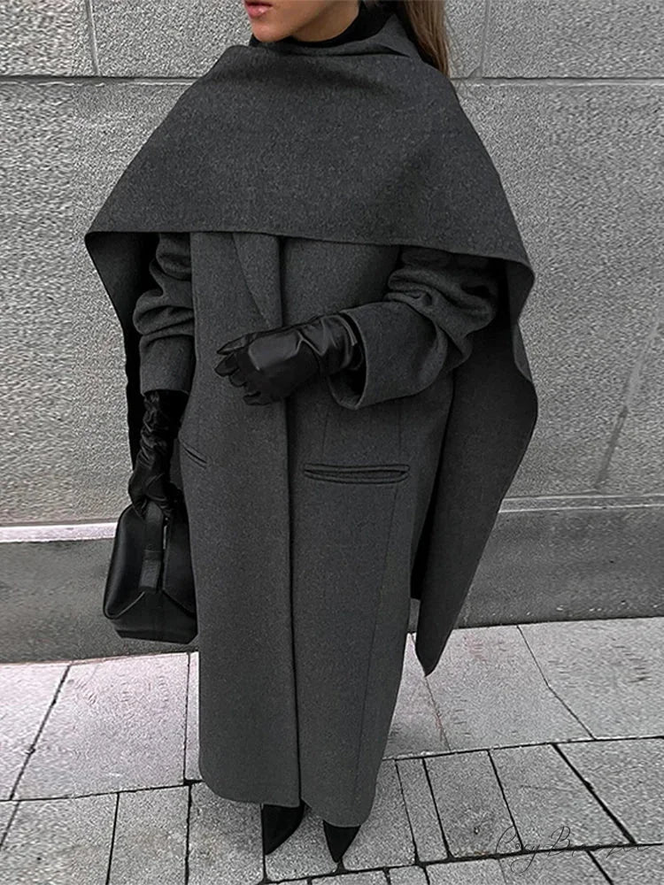 Turn-Down Collar Double-Breasted Coat overcoats-241228