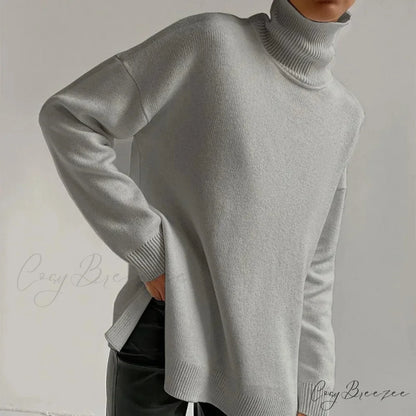 Turtleneck Casual Long-Sleeved Knitted Sweater GRAY / S swraters-241228