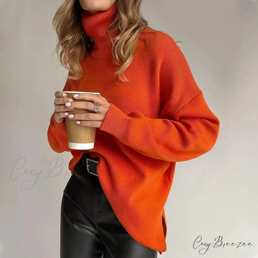 Turtleneck Casual Long-Sleeved Knitted Sweater swraters-241228