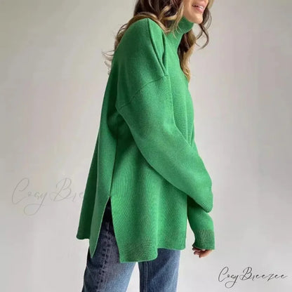 Turtleneck Casual Long-Sleeved Knitted Sweater swraters-241228