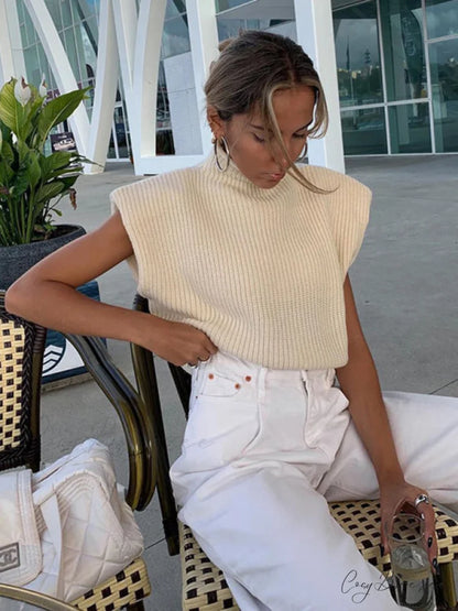 Turtleneck Color Solid Short-Sleeved Sweater Top