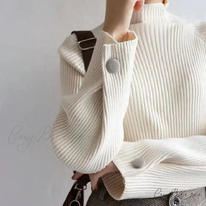 Turtleneck & Crochet E-girl Year-round Sweater White / One Size swraters-241228