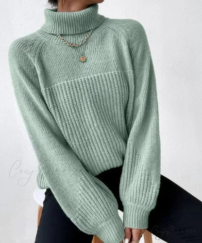 Turtleneck Cross Jacquard Pullover Bean Green / S swraters-241228