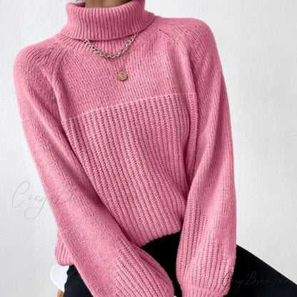 Turtleneck Cross Jacquard Pullover swraters-241228