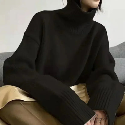 Turtleneck Elegant Gray Red Sweater Black / onesize swraters-241228