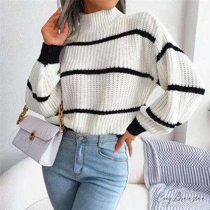 Turtleneck Lantern Sleeve Elegant Sweater swraters-241228