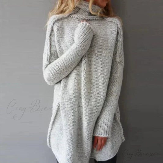 Turtleneck Loose Basic Sweater Dark Gray / S swraters-241228
