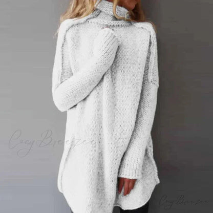 Turtleneck Loose Basic Sweater White / S swraters-241228